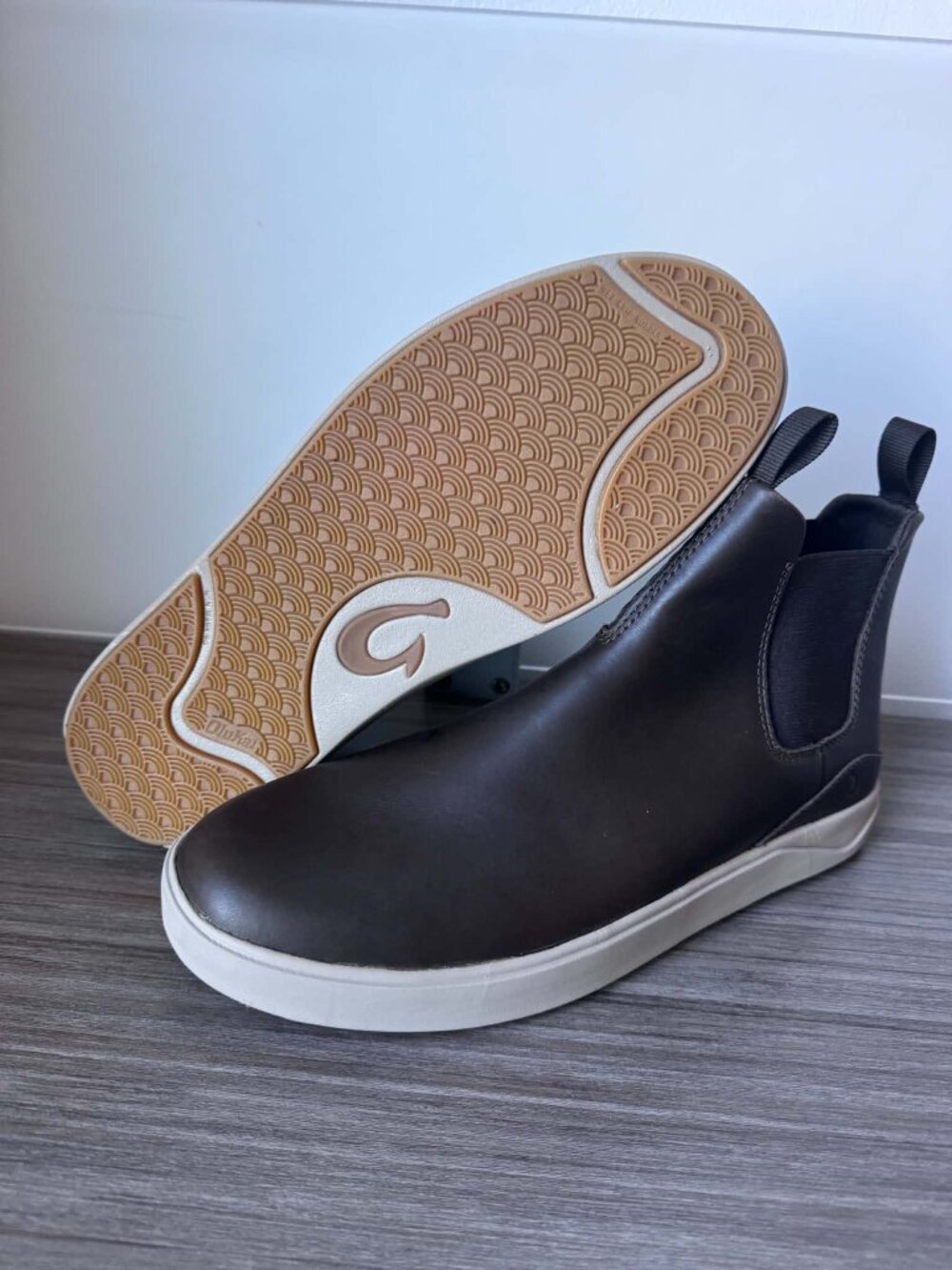 OluKai Men's Lae ahi Mid Chelsea Boots in Dark Java Brown $150 - Picture 6 of 16